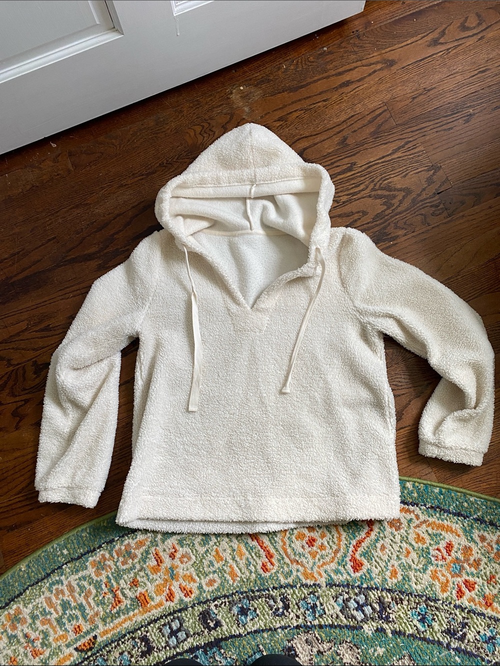 Cozy Women's Cream Hooded Sherpa Pullover Sweater